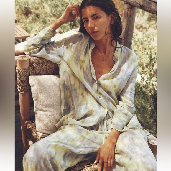 Zara NWT Printed Ramie Blouse - Picture 4 of 17